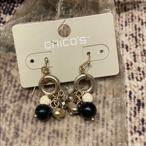 NWT! Chico’s Gold Cluster Drop Beaded Earrings